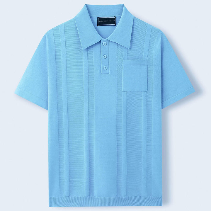 Polo Uomo Maglia Traforata Manica Corta con Tasca
