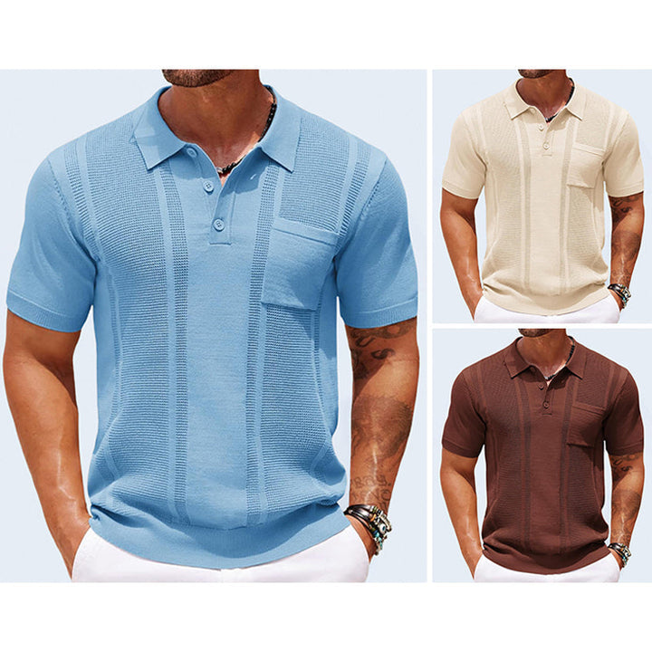 Polo Uomo Maglia Traforata Manica Corta con Tasca