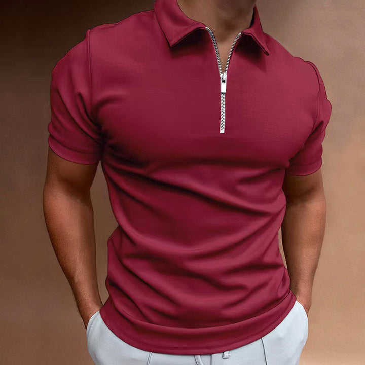 Polo Uomo Zip Manica Corta Slim Fit