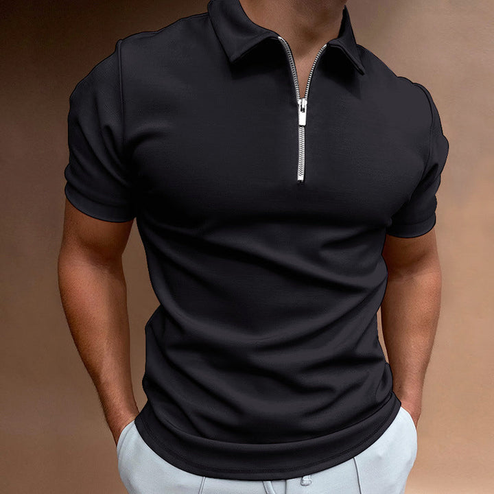 Polo Uomo Zip Manica Corta Slim Fit