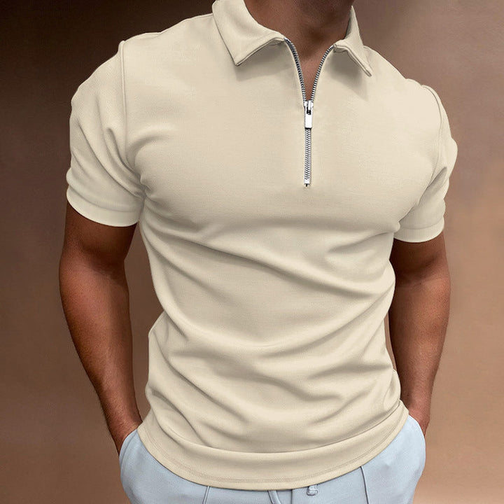 Polo Uomo Zip Manica Corta Slim Fit