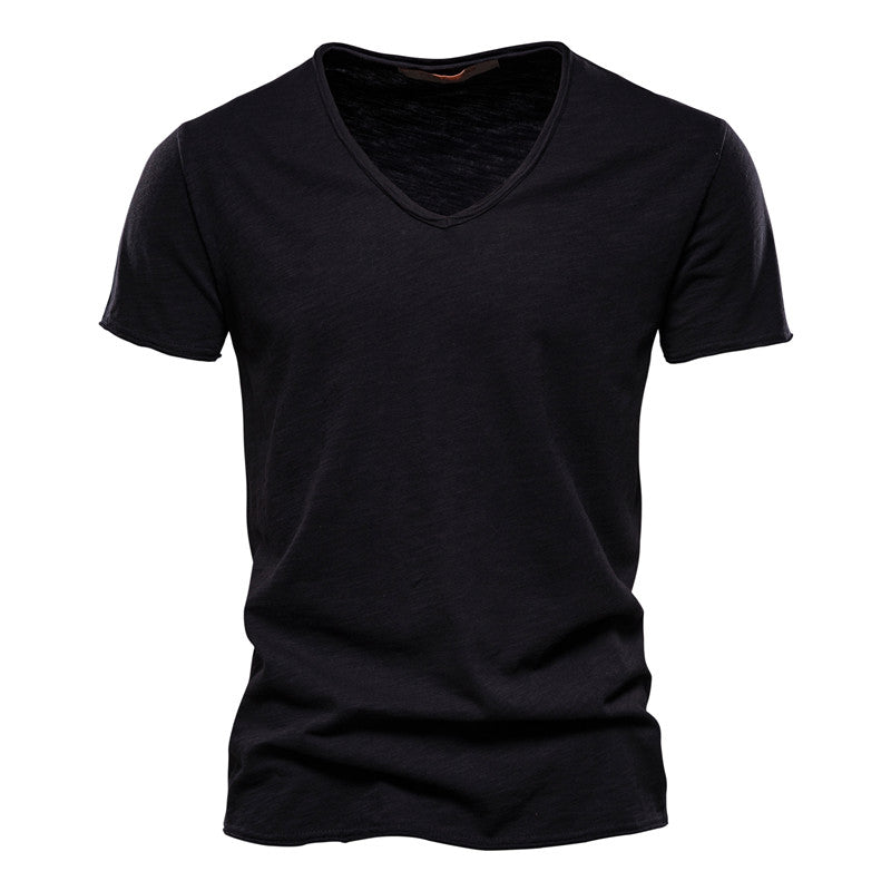 T-shirt Uomo Cotone Scollo a V Elegante