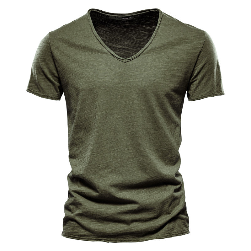 T-shirt Uomo Cotone Scollo a V Elegante