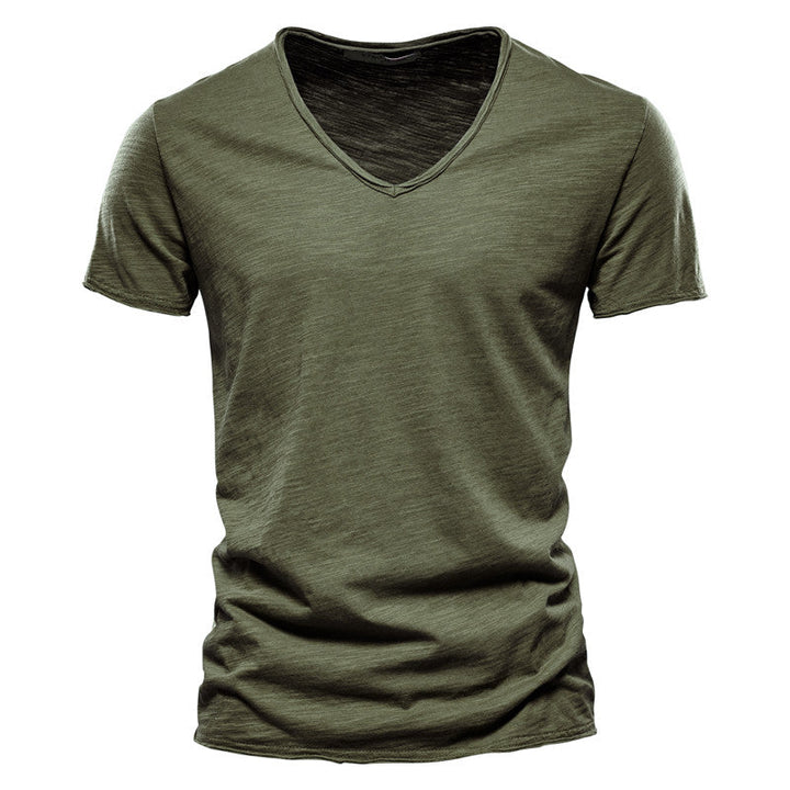 T-shirt Uomo Cotone Scollo a V Elegante