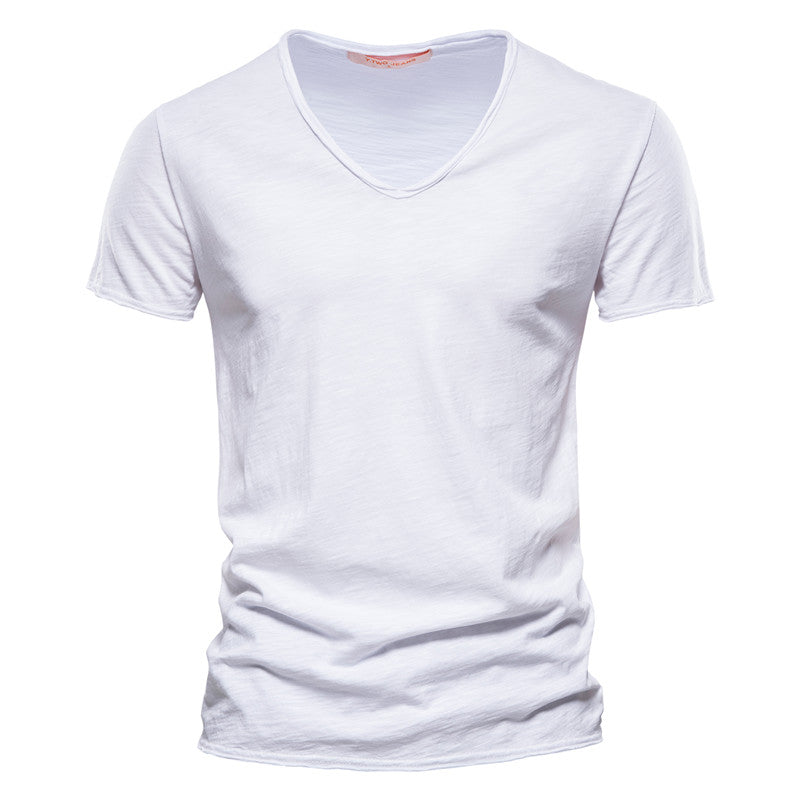 T-shirt Uomo Cotone Scollo a V Elegante