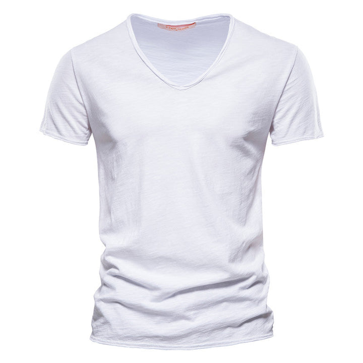 T-shirt Uomo Cotone Scollo a V Elegante