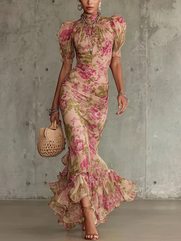 Abito Cerimonia Donna Lungo Maniche a Sbuffo Elegante - Vesarelli