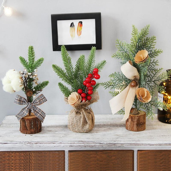 Albero di Natale Mini Decorazione Natalizia da Tavolo Rustica - Vesarelli