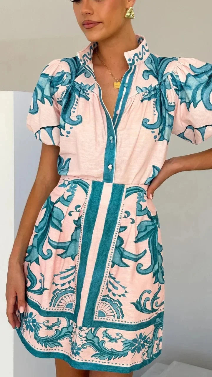 Abito Midi Donna in Lino Floreale Estivo