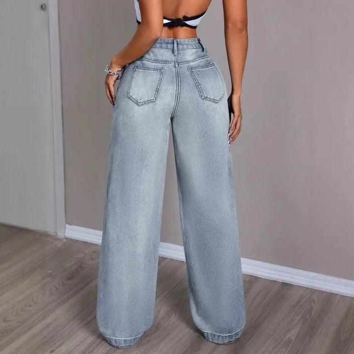 Jeans Donna Gamba Larga Stile Vintage