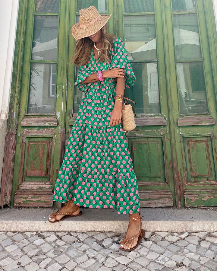 Abito Maxi Donna Stile Bohémien Taglio Rilassato