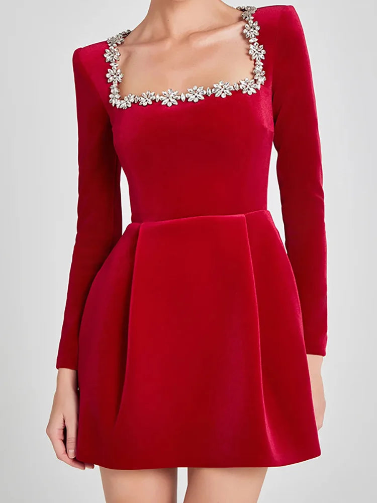 Abito Mini Donna Maniche Lunghe Dettagli Gioiello