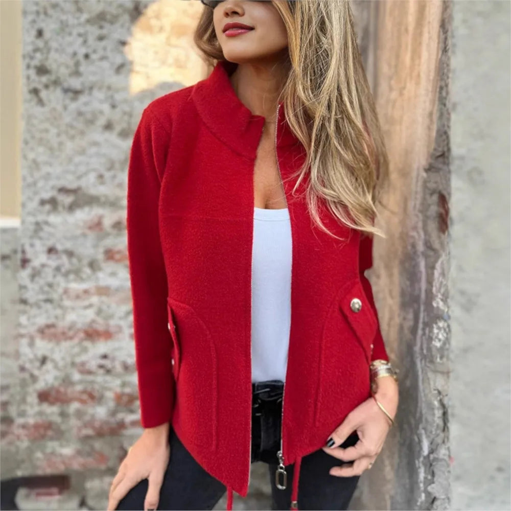 Giacca Donna Invernale Collo Alto con Cerniera Elegante