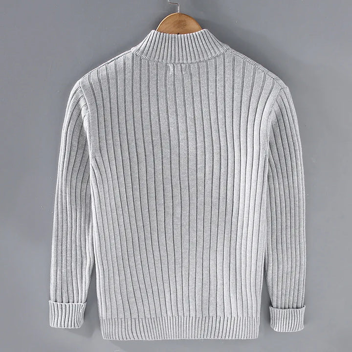 Cardigan Uomo Maglia a Coste con Cerniera Classico