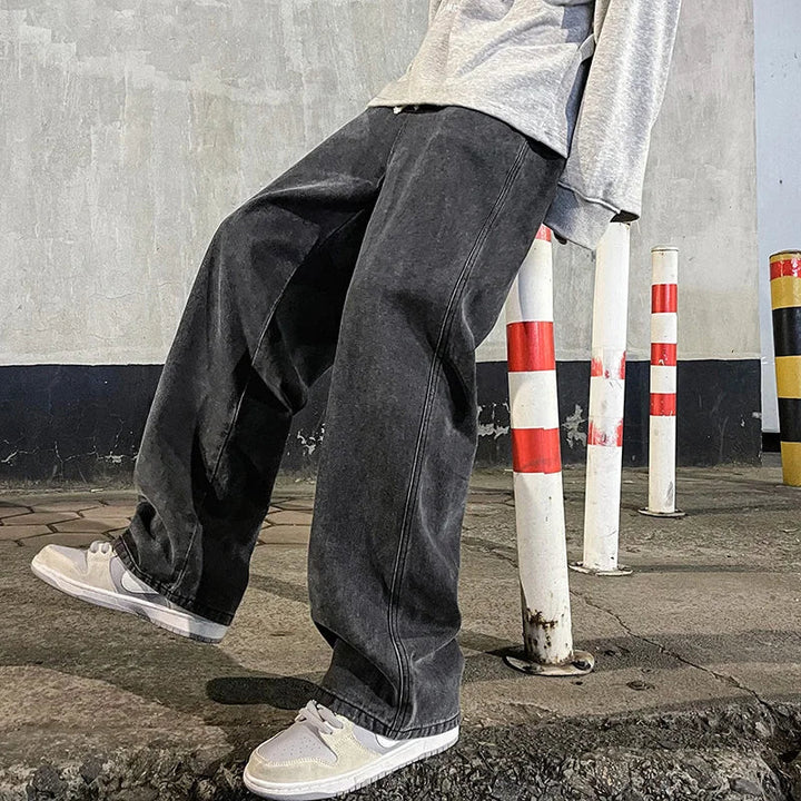 Jeans Uomo Larghi Stile Casual Strada