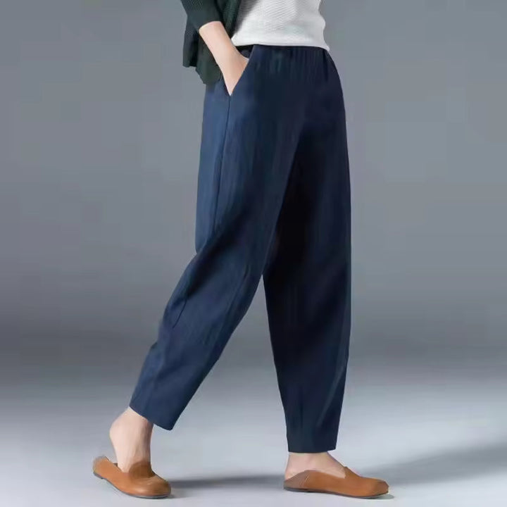 Pantaloni Donna Estivi Tessuto Leggero Gamba Affusolata