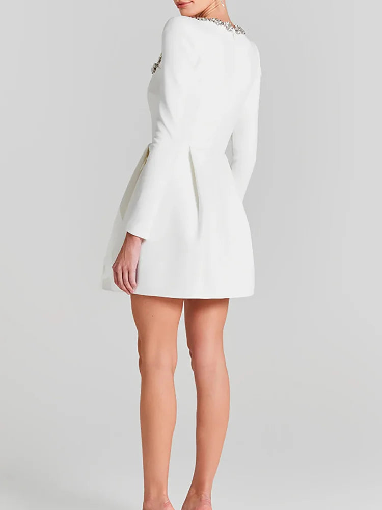 Abito Mini Donna Maniche Lunghe Dettagli Gioiello