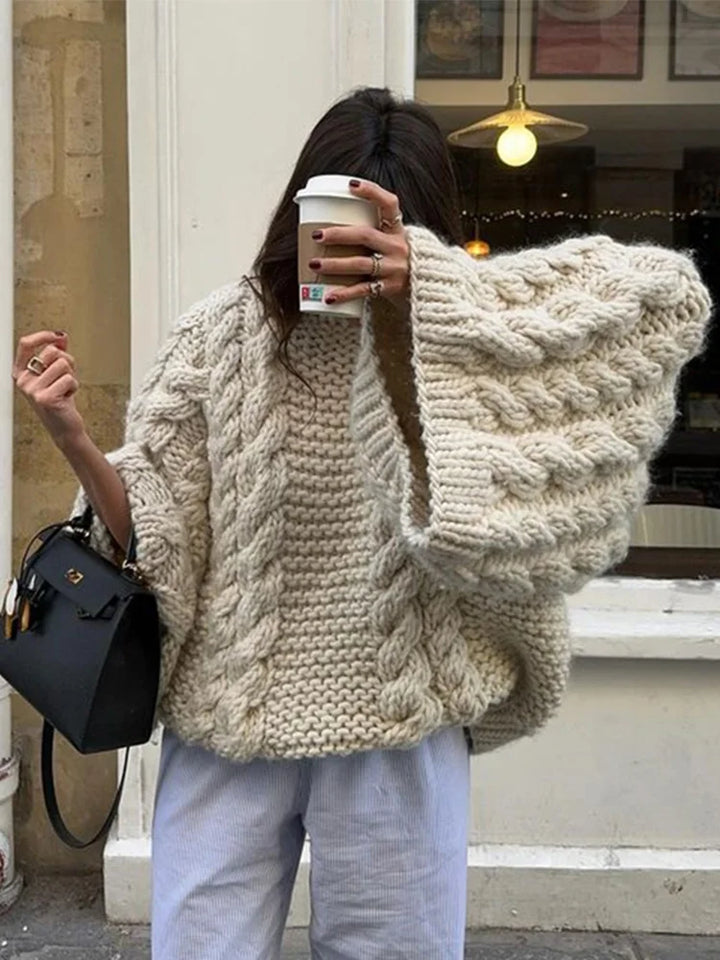 Maglione Donna Lavorato a Maglia Spesso Caldo Elegante
