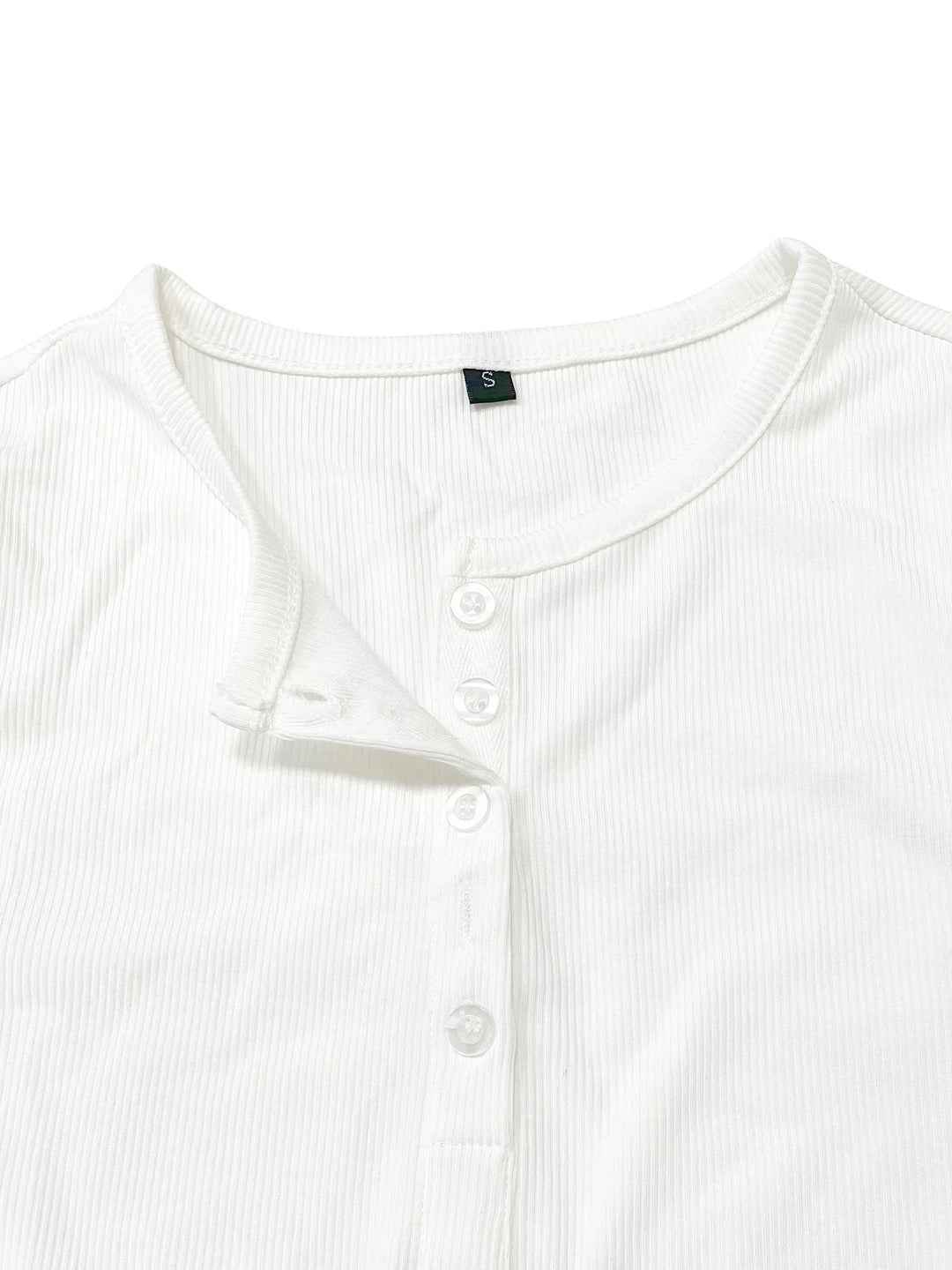 Donna Costine Maniche Lunghe Scollo Henley con Bottoni
