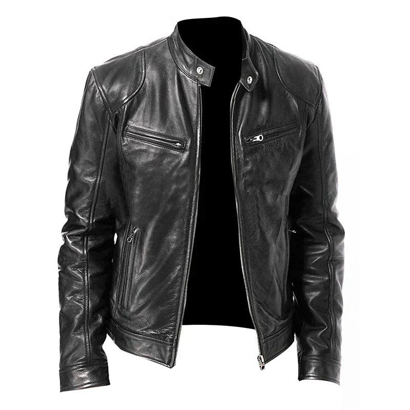 Giacca Biker Uomo Zip Tasche Multiple Stile Casual