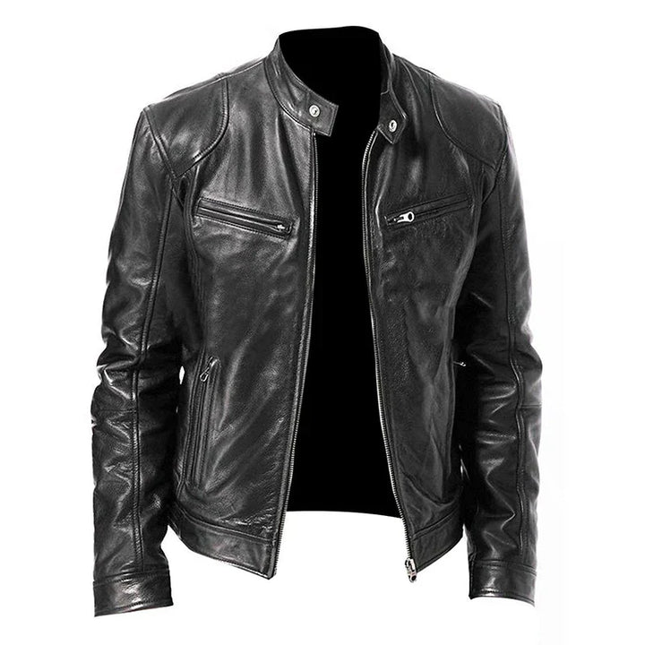 Giacca Biker Uomo Zip Tasche Multiple Stile Casual