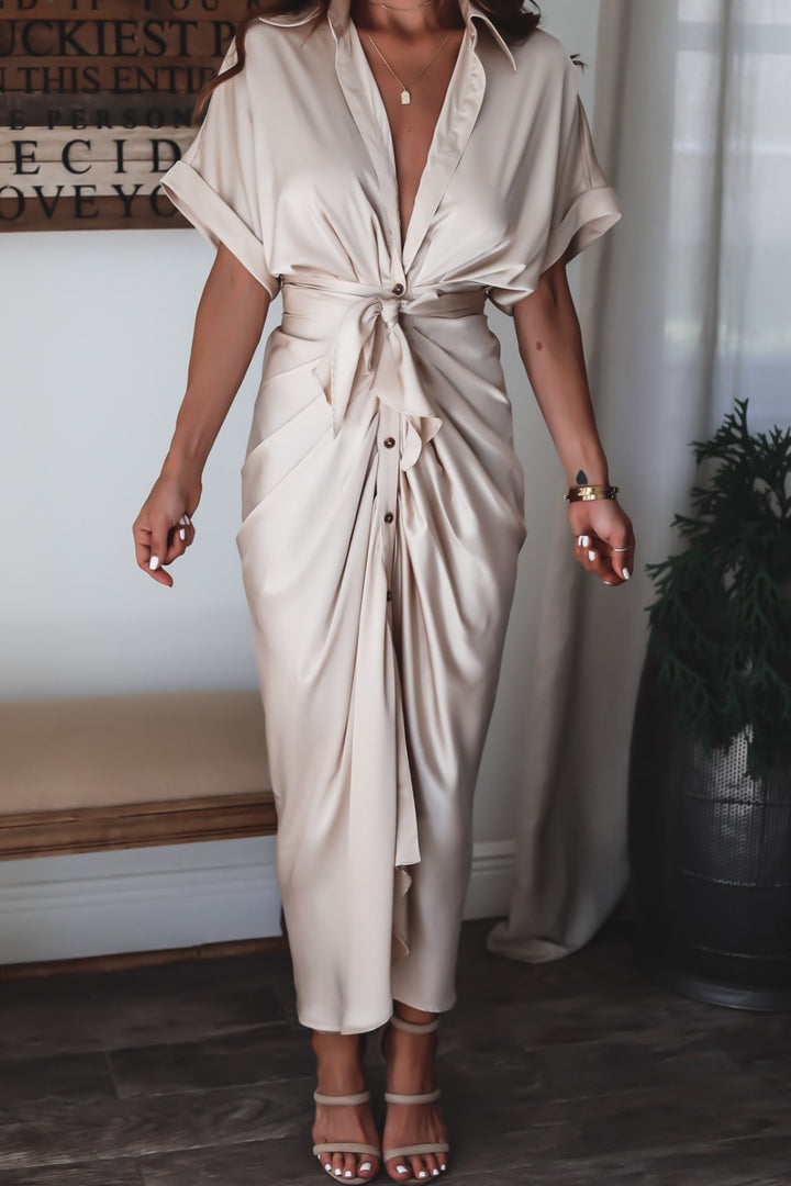 Abito Maxi Donna con Chiusura a Bottoni Vestibilità Elegante