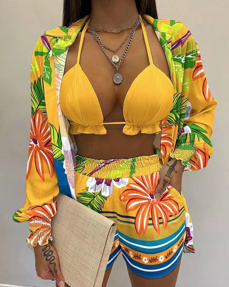 Set Costumi da Bagno Donna Tessuto Leggero Stile Elegante