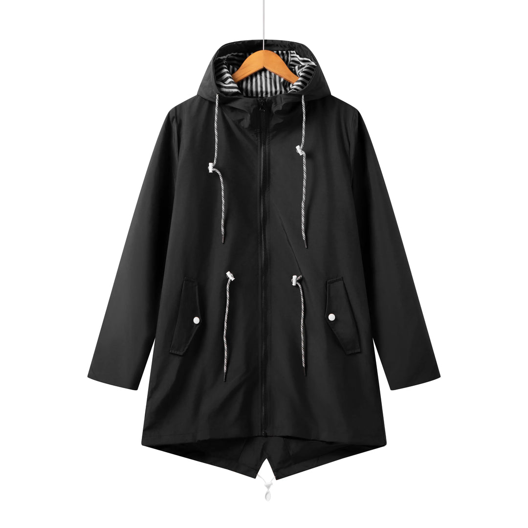 Trench Donna Impermeabile con Cappuccio Stile Casual