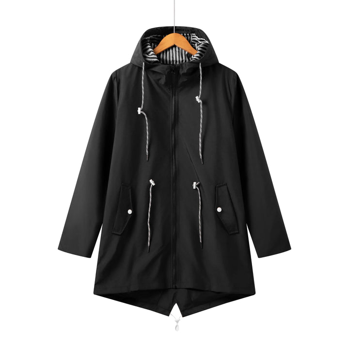 Trench Donna Impermeabile con Cappuccio Stile Casual