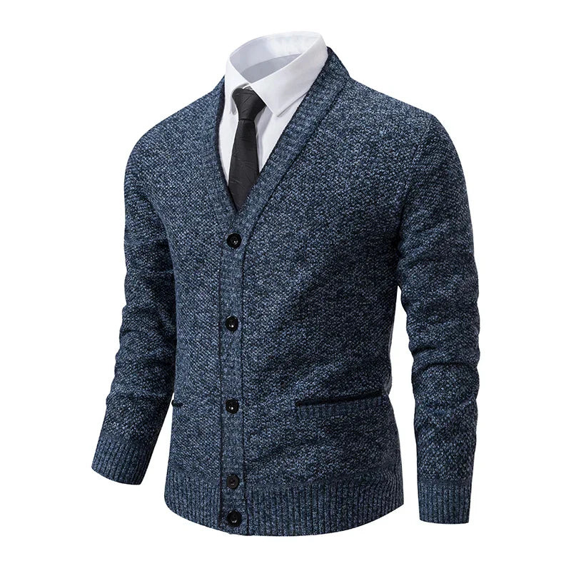 Pullover Uomo Maglia Strutturata Collo a V Elegante