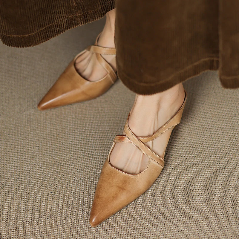 Mules Donna in Vera Pelle Comode Stile Casual