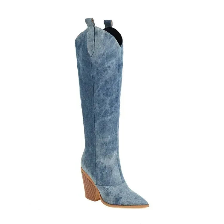 Stivali Donna Stile Cowboy Tacco Medio
