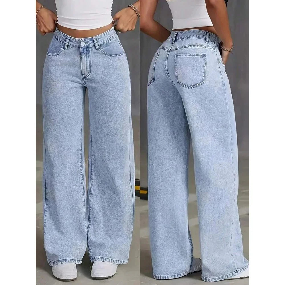 Jeans Donna Vita Alta Vestibilità Larga Casual