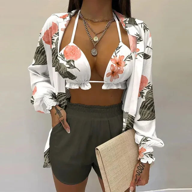 Set Costumi da Bagno Donna Tessuto Leggero Stile Elegante