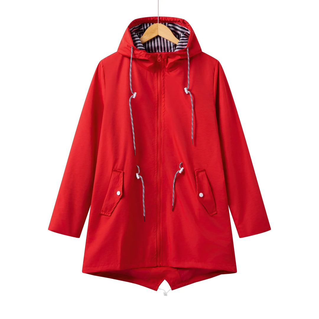 Trench Donna Impermeabile con Cappuccio Stile Casual