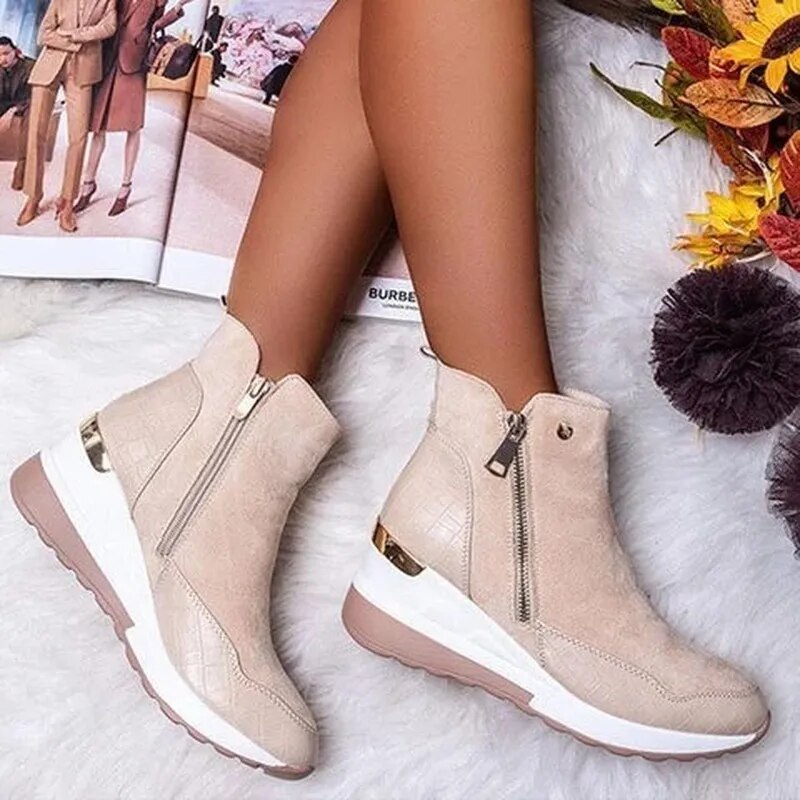 Stivaletti Donna Ortopedici Leggeri Plateau Comodi Stile Casual - Vesarelli