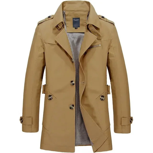 Trench Uomo Leggero Classico Tessuto Resistente Vestibilità Regular