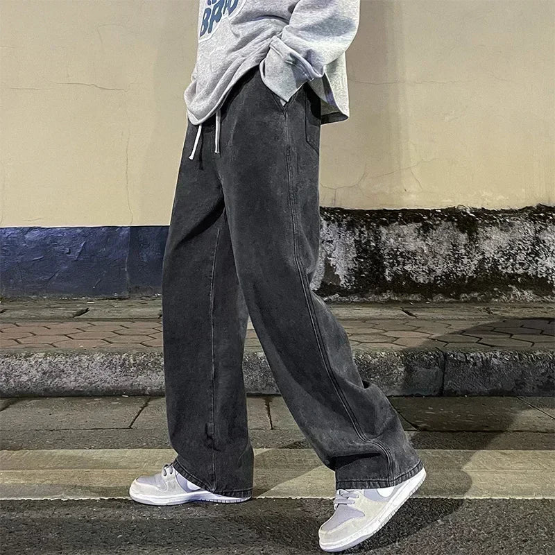 Jeans Uomo Larghi Stile Casual Strada