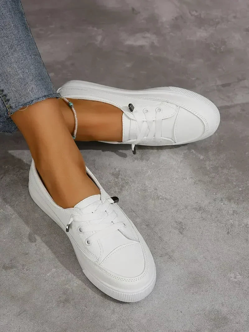 Scarpe Donna Basse Punta Tonda con Lacci Casual