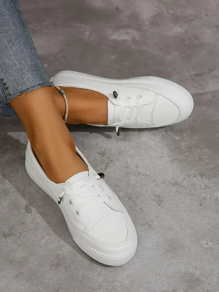 Scarpe Donna Basse Punta Tonda con Lacci Casual