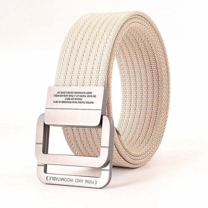 Cintura Unisex Tela con Fibbia Doppio Anello Stile Casual