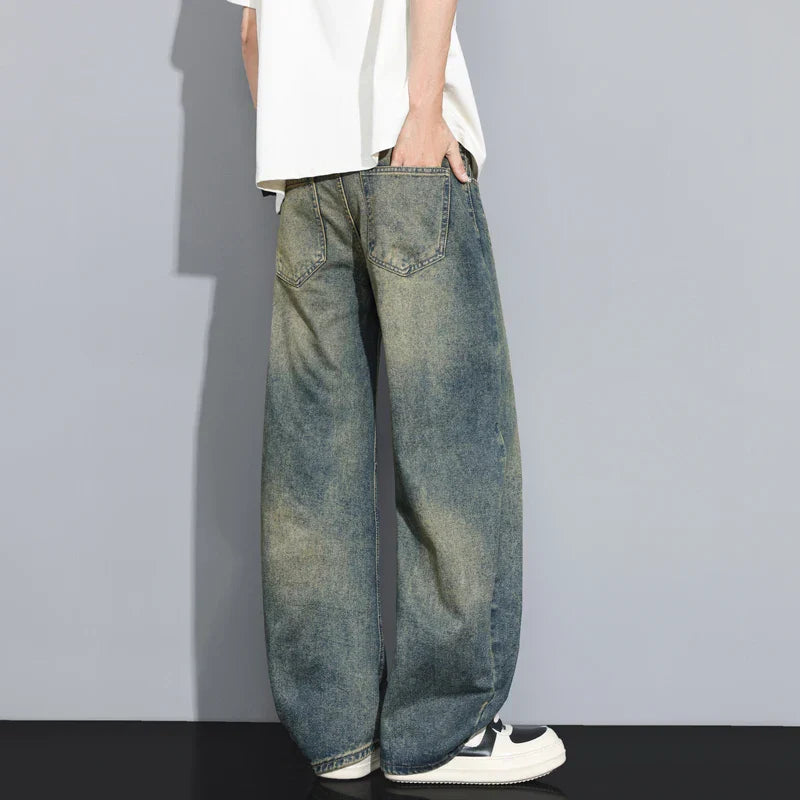 Jeans Uomo Gamba Larga Vestibilità Ampia