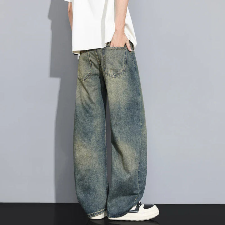 Jeans Uomo Gamba Larga Vestibilità Ampia