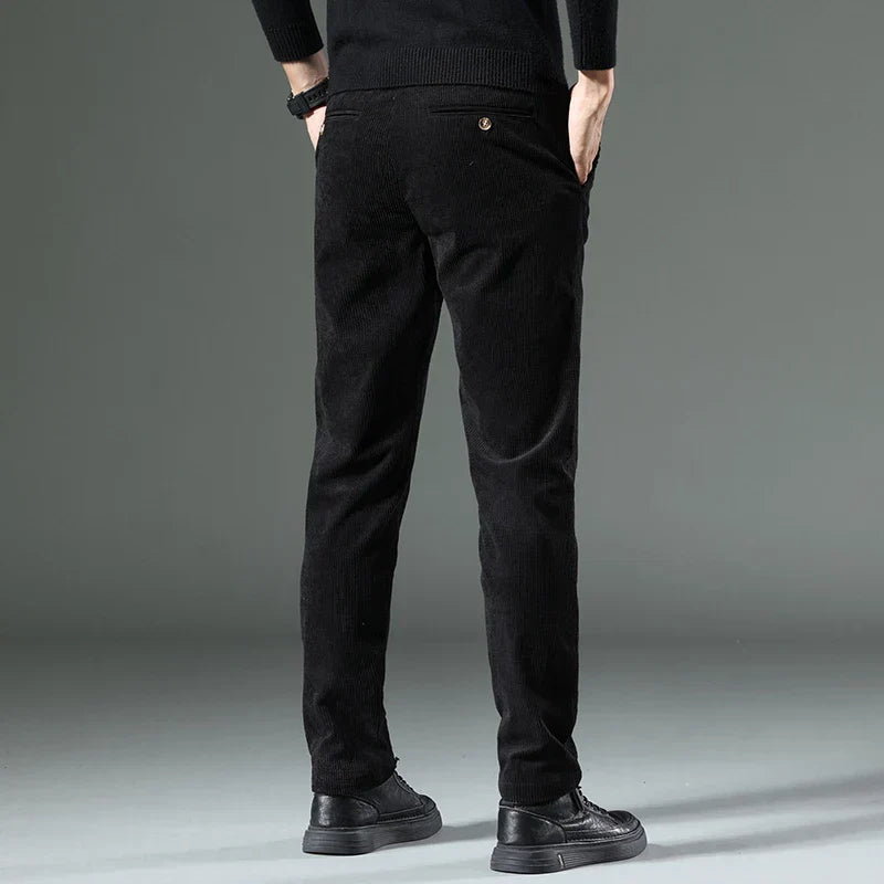 Pantaloni Uomo Eleganti Tessuto Morbido Vestibilità Regular