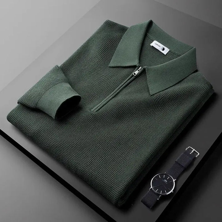 Felpa Uomo Maglia Waffle con Zip Comfort Regular