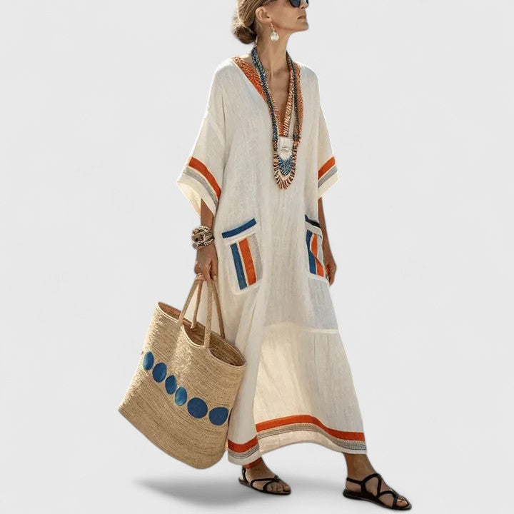 Abito Donna Stile Bohemien Tessuto Leggero Vestibilità Libera