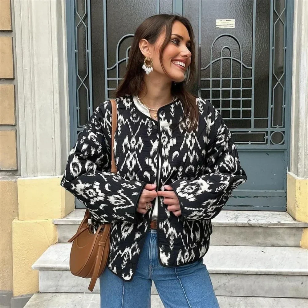 Giacca Trapuntata Donna Cappotto Corto Stile Bohémien