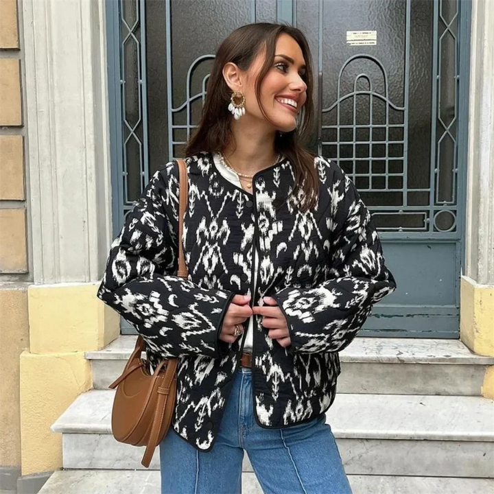 Giacca Trapuntata Donna Cappotto Corto Stile Bohémien