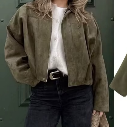 Giacca Bomber Uomo Effetto Scamosciato Oversize Vintage