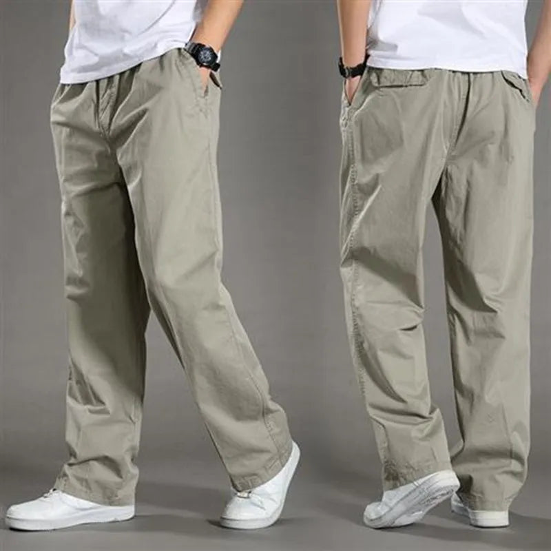 Pantaloni Uomo Tessuto Leggero con Tasche Comodi